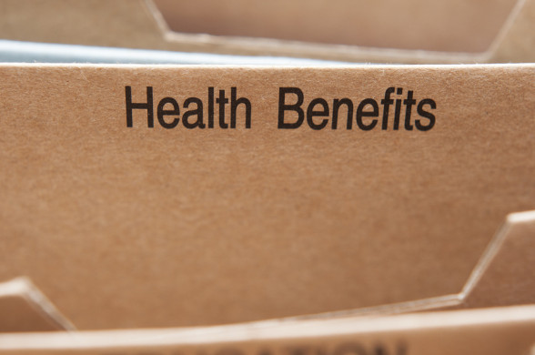 Health Insurance Benefits section tab in folding file.
